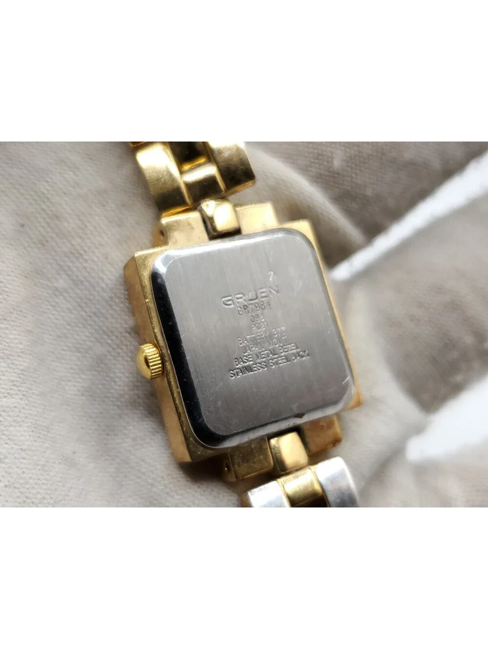Gruen GR7984 Watch Women 20mm New Battery Reversible Band Gold And Two-Tone